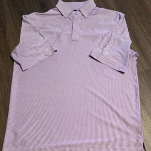 FootJoy Pink & White Striped Polo Shirt